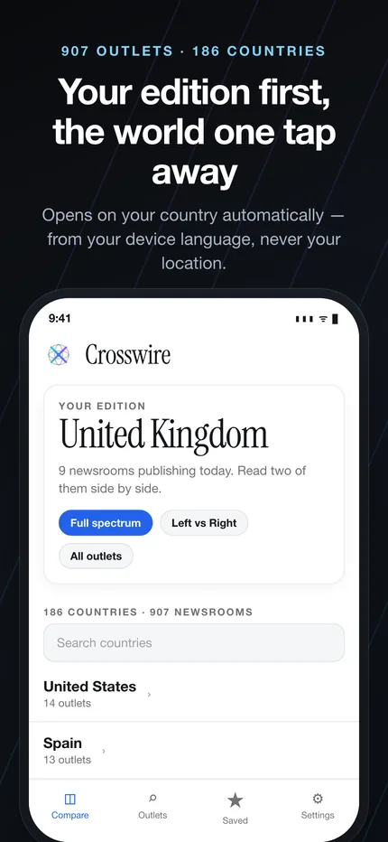 Saved comparisons in the Crosswire app
